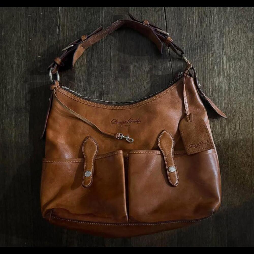 SOLD Dooney & Bourke Cognac Florentine Vacchetta Leather Shoulder Bag